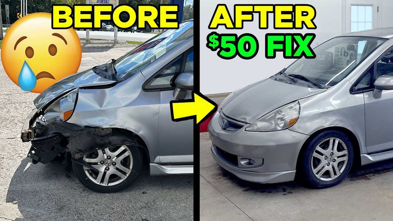 Бюджетный ремонт передней части недорогого автомобиля: Honda Fit 2007 года