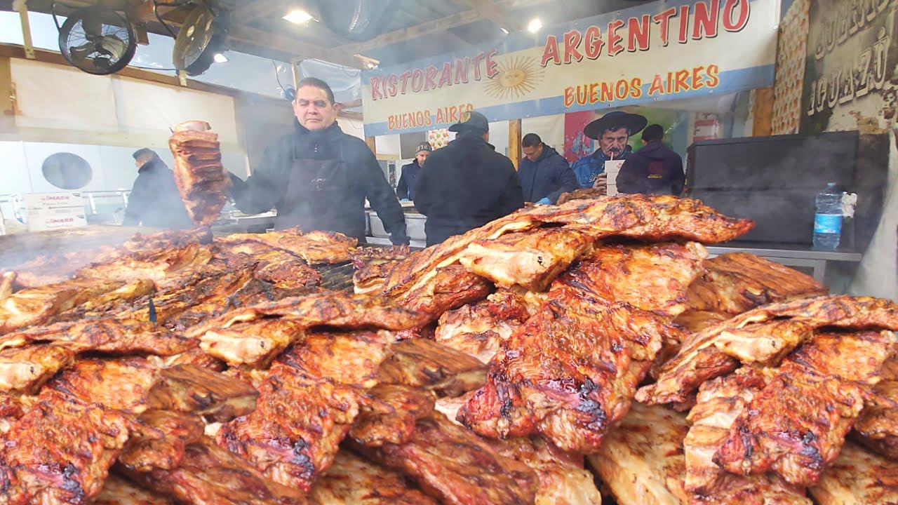 Argentina Street Food. Loin, Juicy Ribs, Angus and more Roasted on Huge Grills