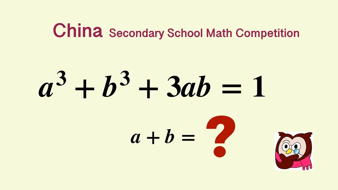Only 1% Can Find Both Solutions! 🧠 | a&sup3; + b&sup3; + 3ab = 1 ,Find a + b