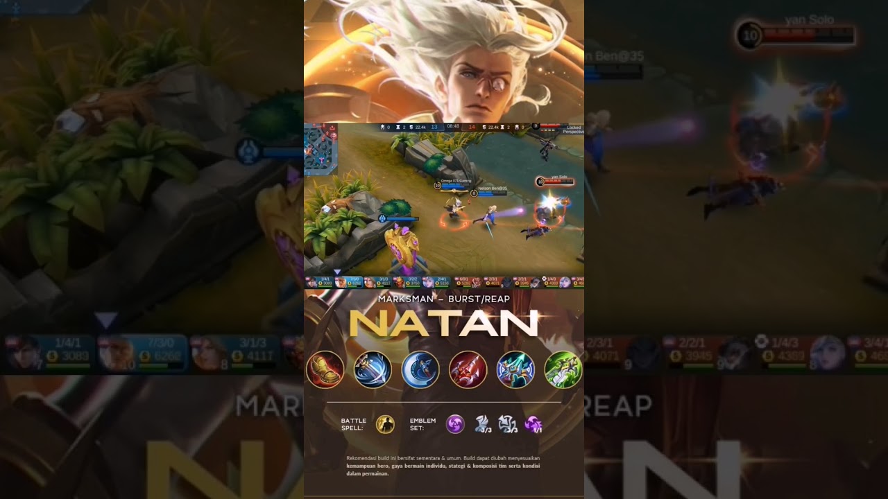 Natan build guide mobile legends: itemsb+battle Spells+Emblems#natan #heromobilelegends
