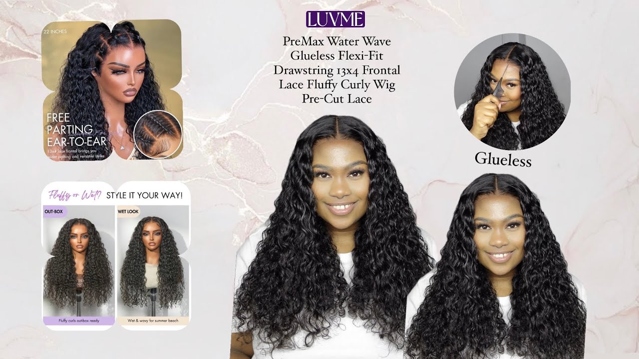 PreMax Water Wave Glueless With Flexi-Fit Drawstring Frontal Lace Wig Pre-Cut Lace| LUVME HAIR