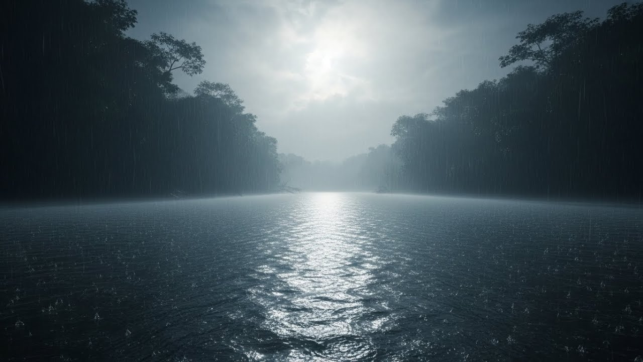Tropical River Rain at Night 🌧️ Relaxing Water Sounds for Sleep