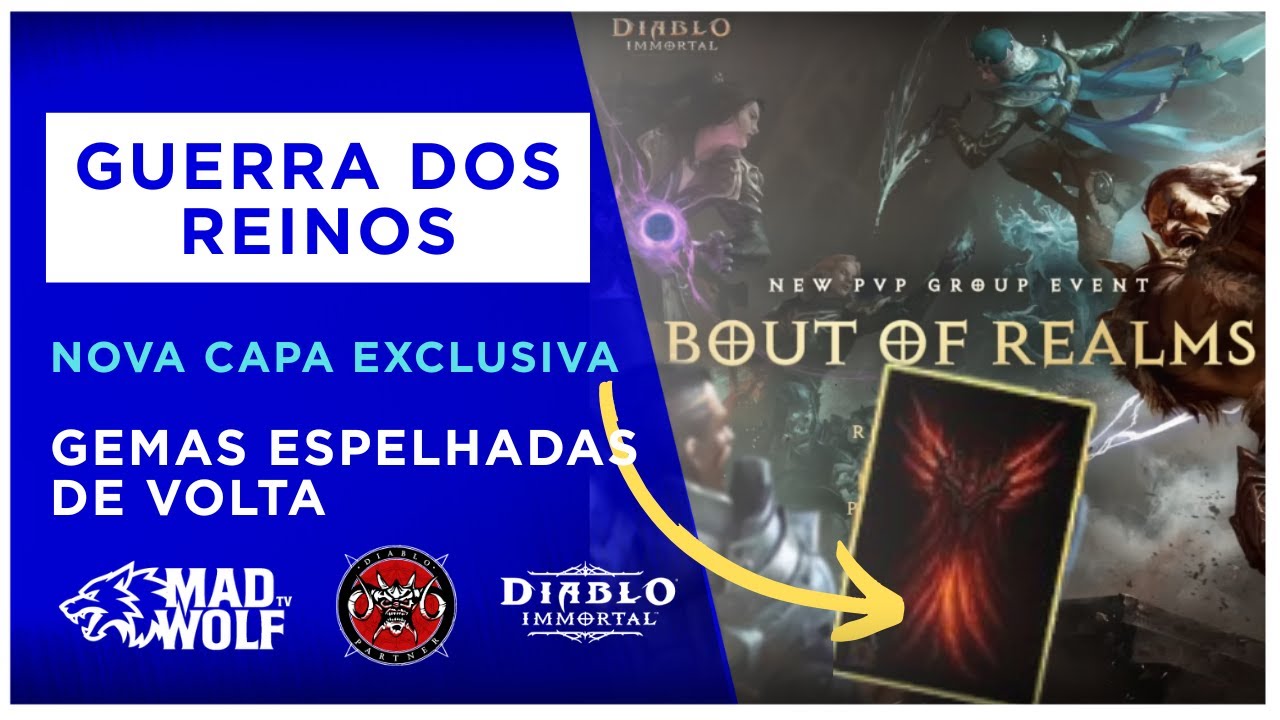 Guerra dos Reinos: Evento PvP entre servidores. Nova Capa Exclusiva. Gemas espelhadas voltou.