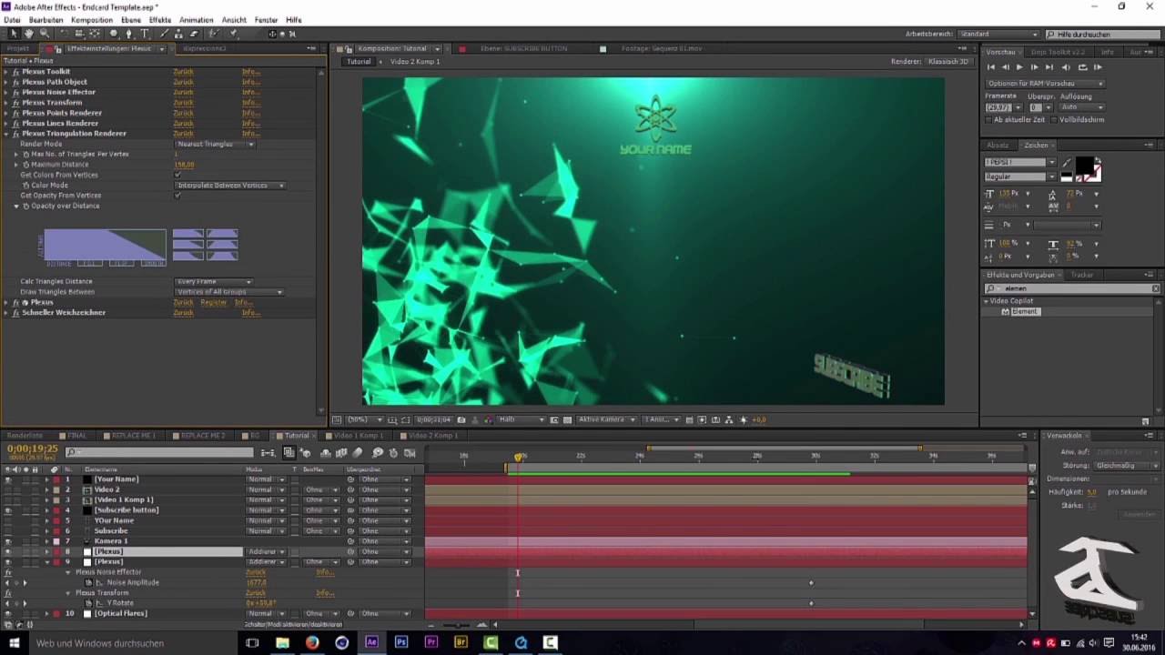 After Effects: Plexus Outro / Endcard erstellen TUTORIAL GERMAN (READ DESCRIPTION)