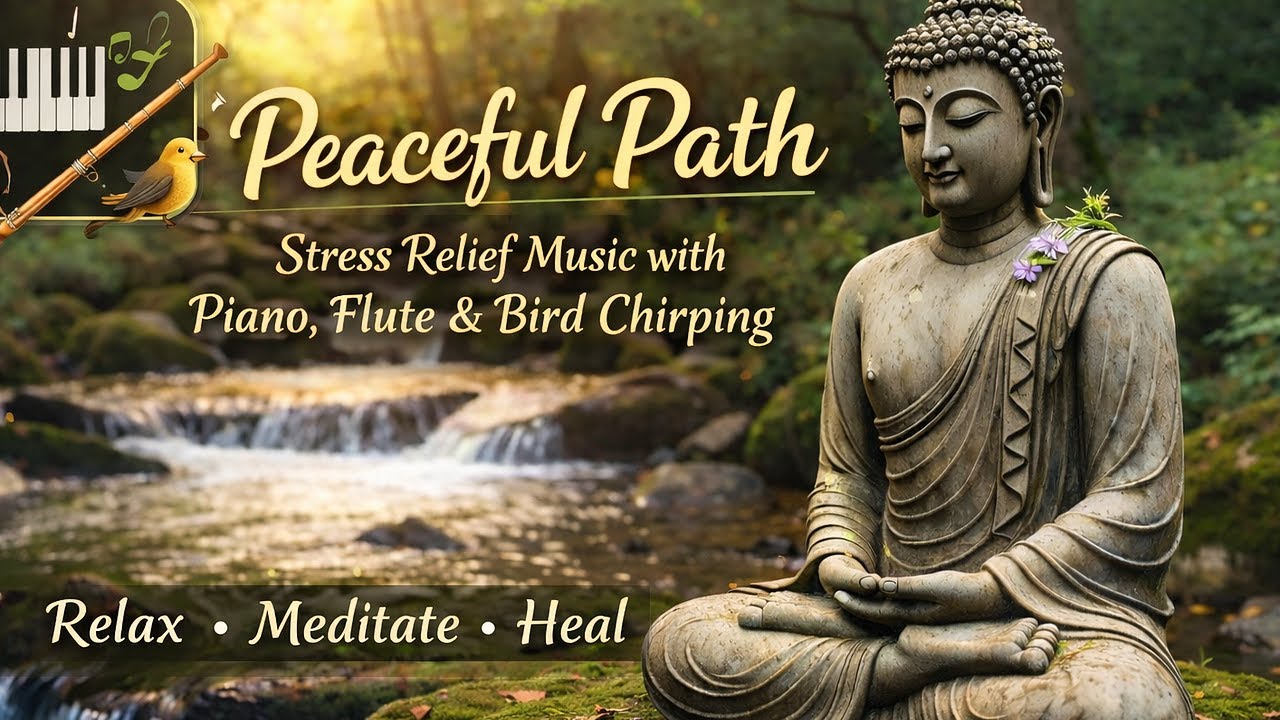 Peaceful Path —  Stress Relief Music with Piano, Flute & Bird Chirping