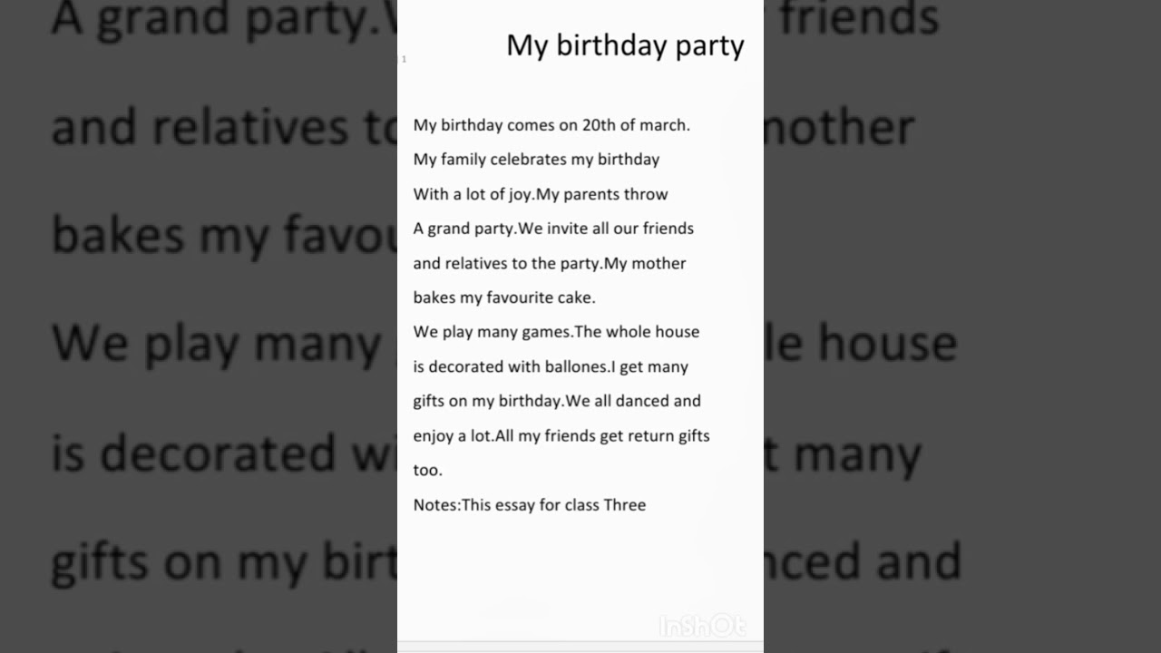 viral essay My birthday party#shorts# viraal