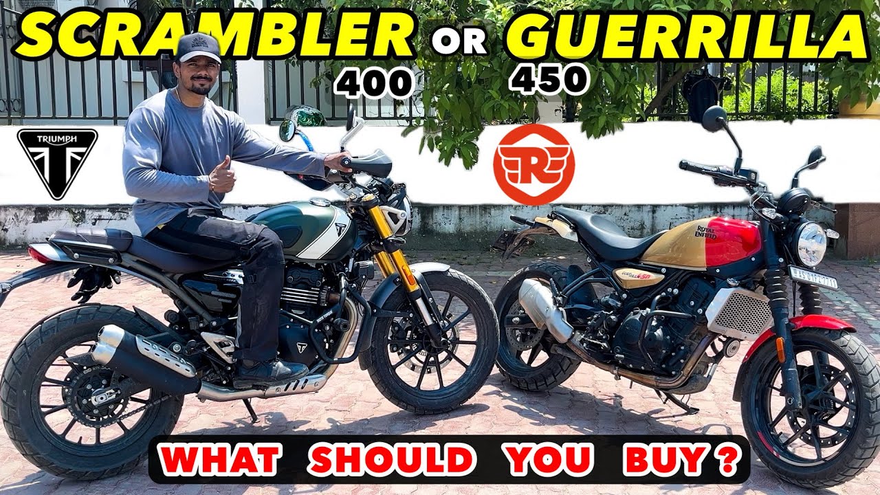 WHAT SHOULD YOU BUY? TRIUMPH SCRAMBLER 400 OR ROYAL ENFIELD GUERRILLA 450 | PRICE DIFFERENCE ?