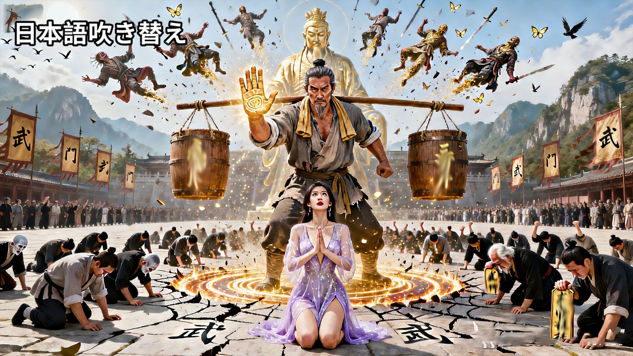 【日本語吹き替え】「50歳のジジイが武神だと？」嘲笑の声が響く中、彼は黙って3万斤の桶を持ち上げた——その瞬間、武神の常識が崩れ去る！さらに一掌で7人の魔頭を屠り、全江湖が膝を折る！