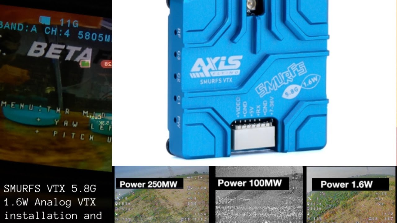 AXISFLYFING SMURFS 1.6W VTX | Installation and Video Test | 4K | ANALOG VTX | FPV