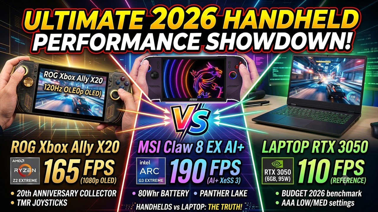 ROG Xbox Ally X20 vs MSI Claw 8 AI+ vs RTX 3050: Ultimate 2026 Handheld Performance Showdown!