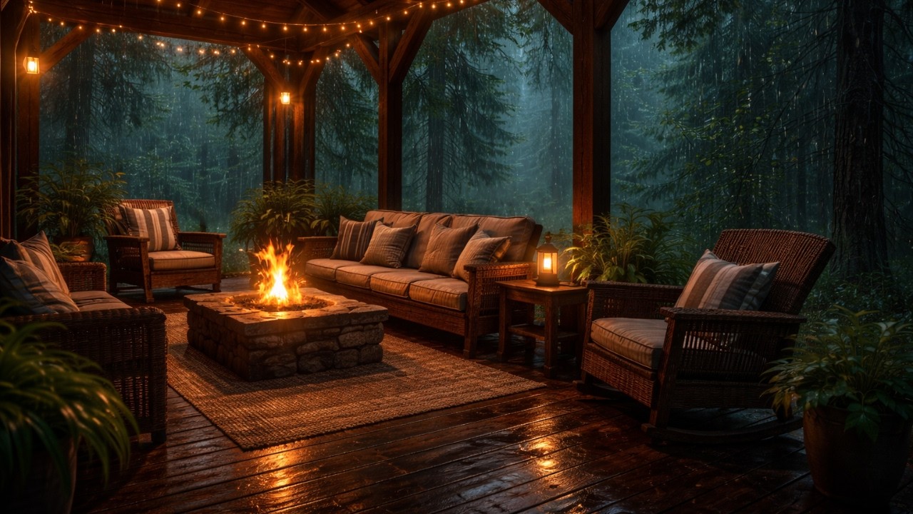 Heavy Rain & Fireplace for ADHD Brain 🧠 Stop Overthinking & Focus (Brown Noise)