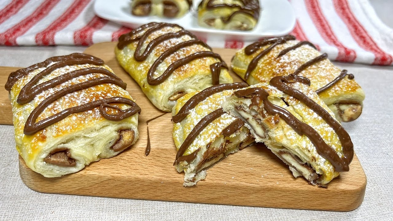 Pasta sfoglia, barrette kinder e 5 minuti! delizioso dessert dell'ultimo minuto!