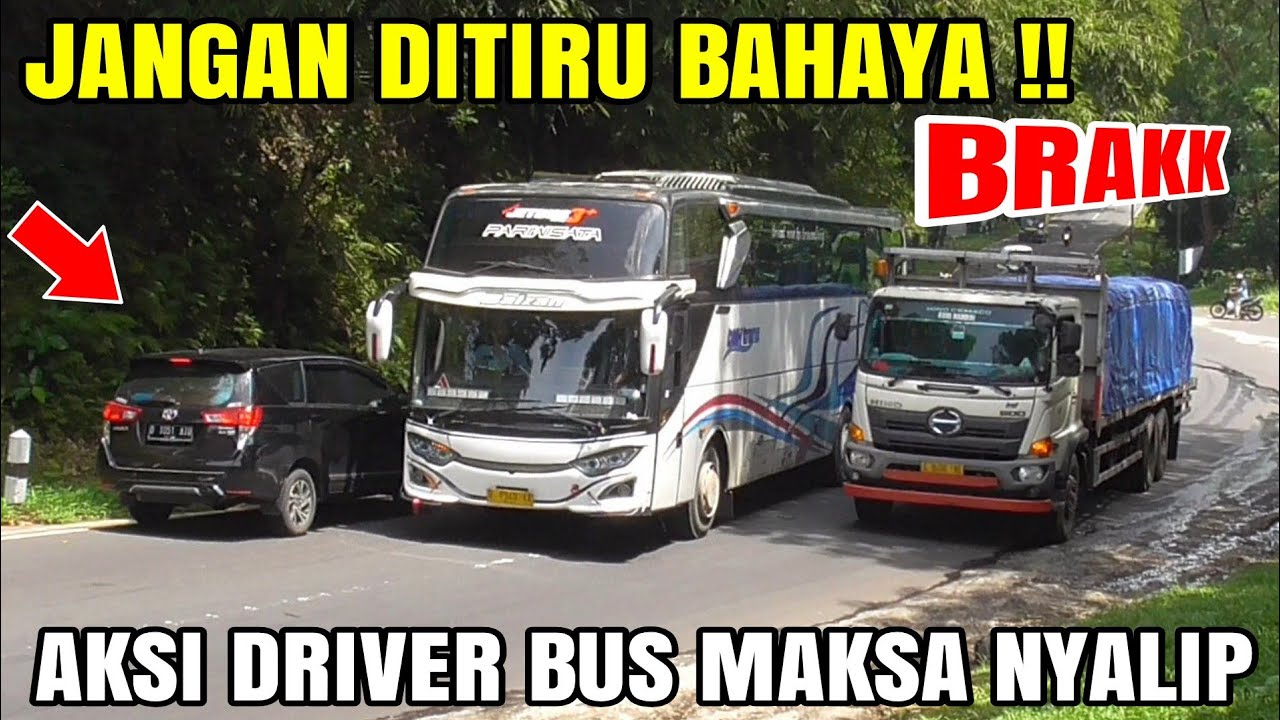 Aksi Berbahaya‼️Bus DMH TRANS Maksa Nyalip Ditanjakan Hampir Gesekan, Bikin Emosi Driver Truk