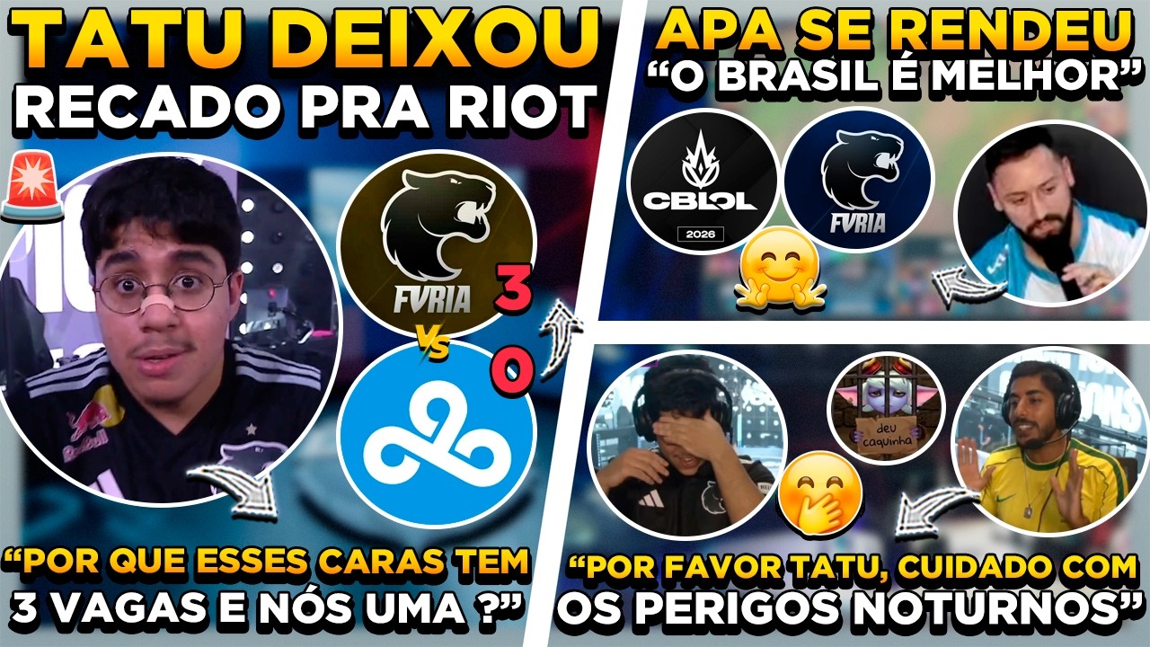 🚨 BOMBA ! TATU COBROU NA CARA DA RIOT ! APA SE RENDEU AO CBLOL ! BAIANO DEU CONSELHO DE OURO ao TATU