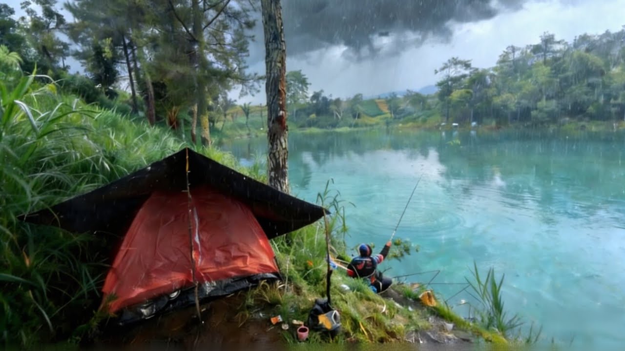MANCING IKAN NILA DI PINGGIR WADUK DAN MENDIRIKAN TENDA || fishing and camping 