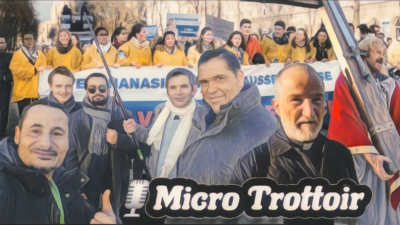 🎙Micro Trottoir à la Marche pour la Vie avec Mgr Louis XX, l'abbé Guy Pagès ,Jésus gilet jaune ...