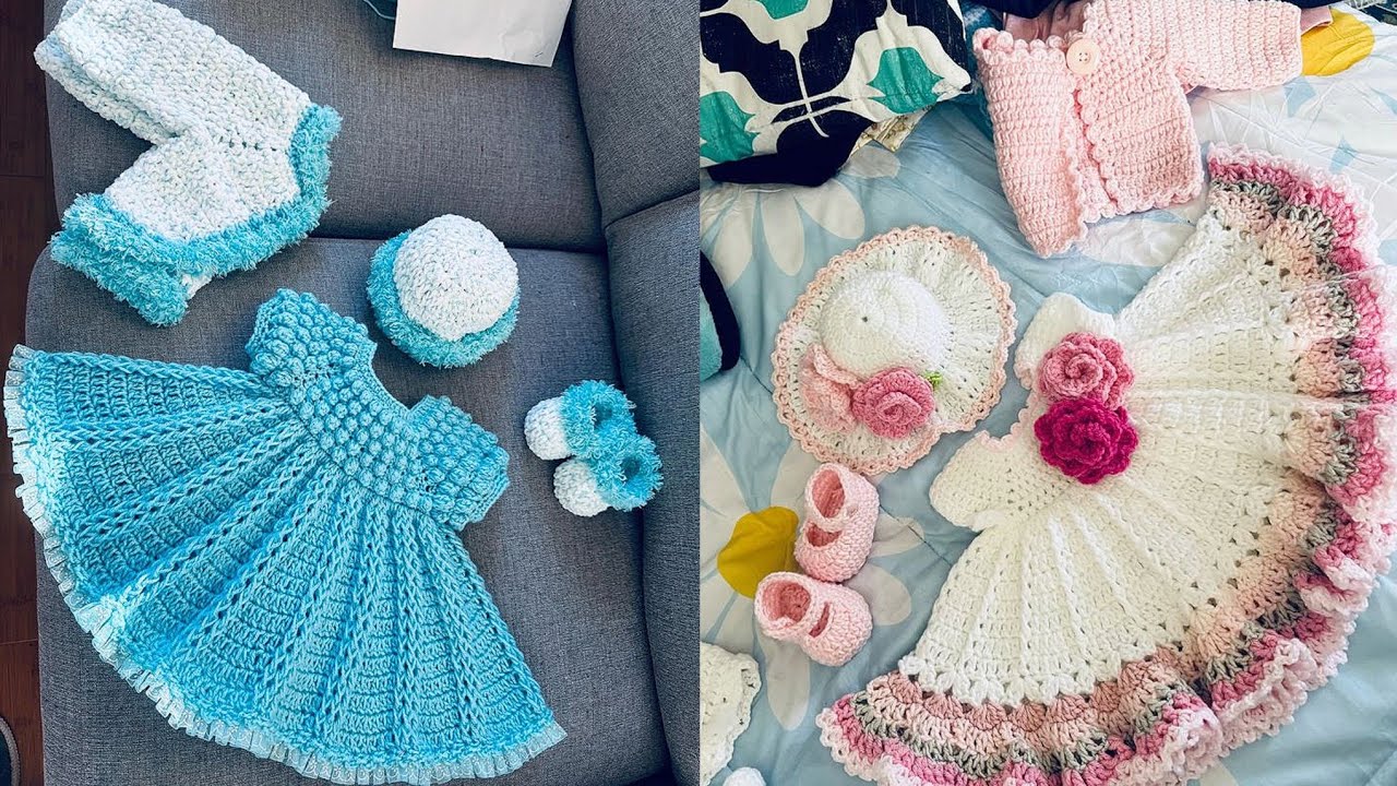 Very Attractive Free Crochet Patterns Crochet 🧶 Baby Frock Winter Collection Top Style Dress 