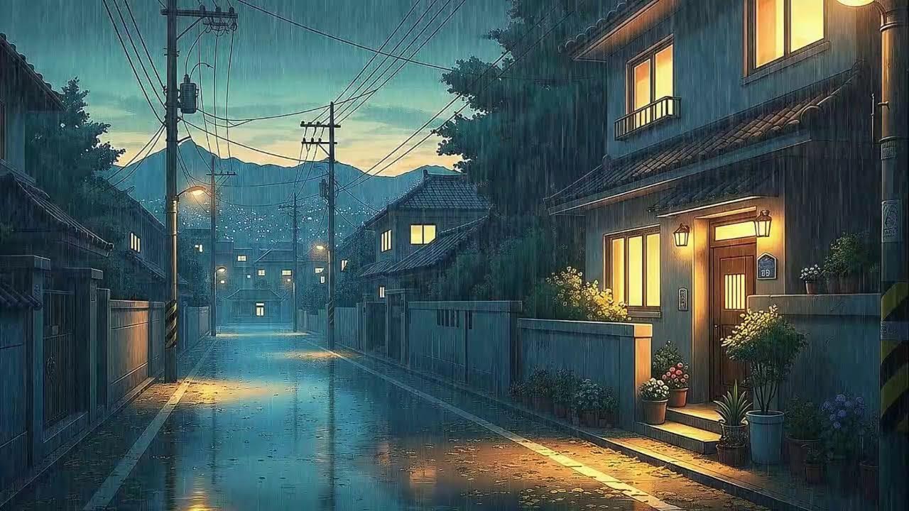 Rain Sounds and Lofi for Study in a Quiet Korean Rainy Night for Clear Thinking 😌