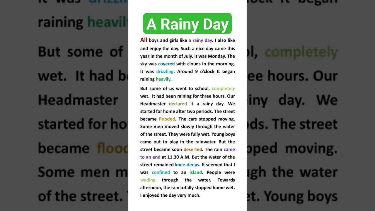 A Rainy Day// Paragraph Writing