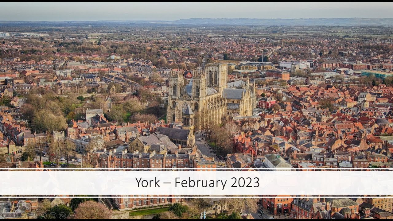 Drone flight in York UK. 4K Drone footage of York. The real York in the UK, once capital for the UK