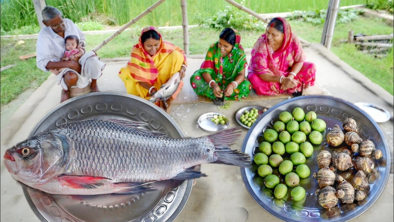 3.5 kg ওজনের কাতলা মাছের নতুন রেসিপি বানালাম সাথে কচু দিয়ে আমড়ার টক ||amazing fish cutting
