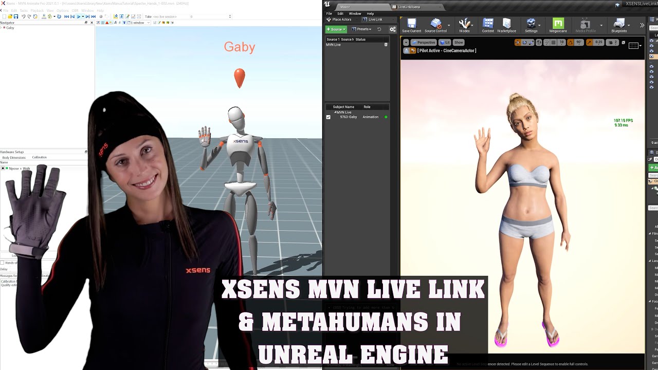 Xsens MVN Live Link & Metahumans in Unreal Engine (UE4)