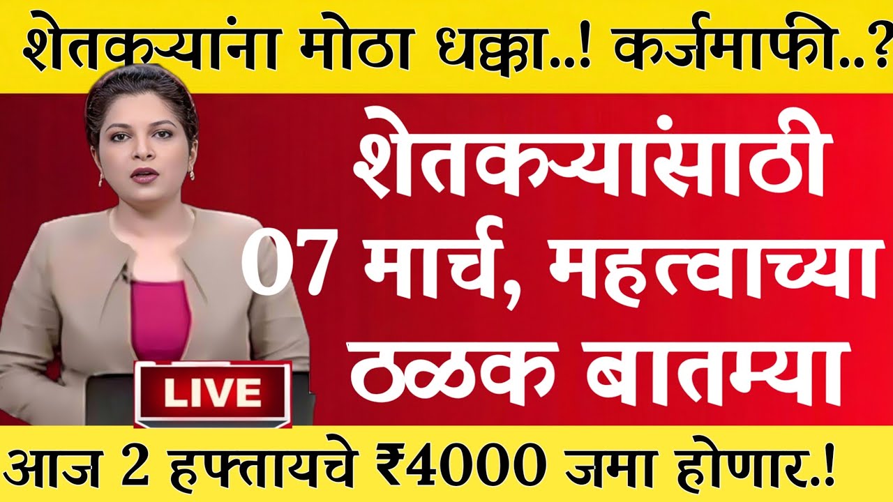 04 मार्च 2026 शेतकऱ्यांसाठी ठळक बातम्या | कर्जमाफी | कापूस भाव PM योजना,pik vima |NEWS HEADLINE
