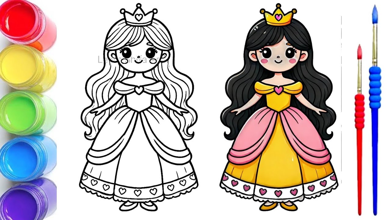 Princess👸🏻 Super Easy & Fun Drawing for Kids Learn to draw a cute princess with sparkle