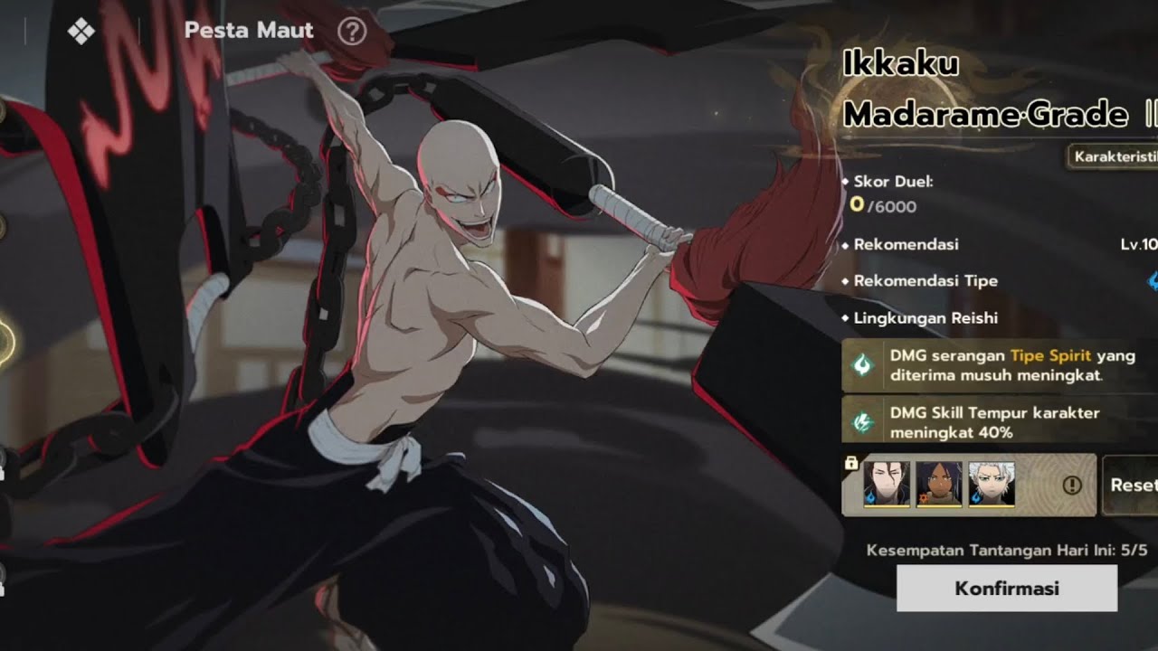 Pesta maut, ikkaku madarame grade III, bleach soul resonance... 