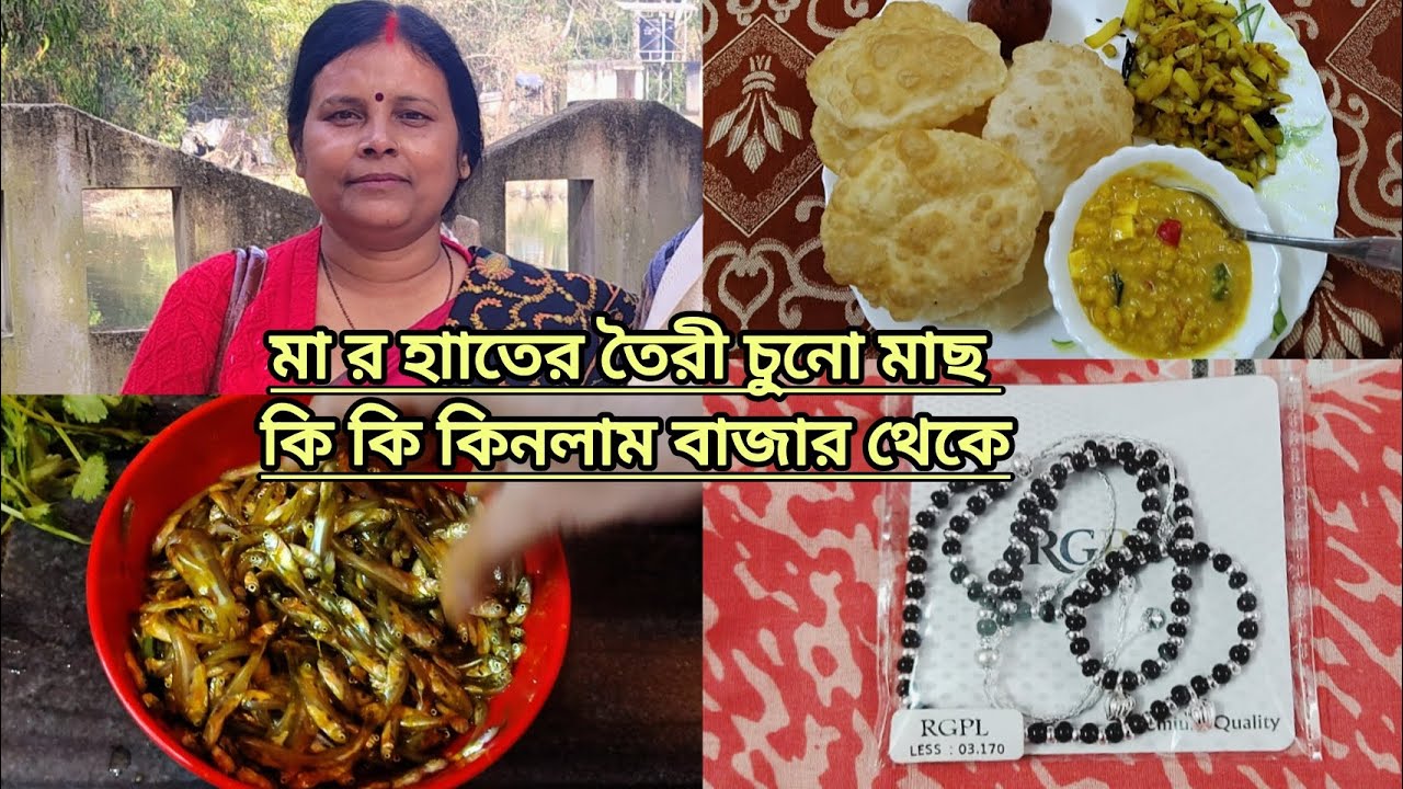 মা র হাাতের তৈরী চুনো মাছ🍽️🍴...... কি কি কিনলাম বাজার থেকে🧺 😁