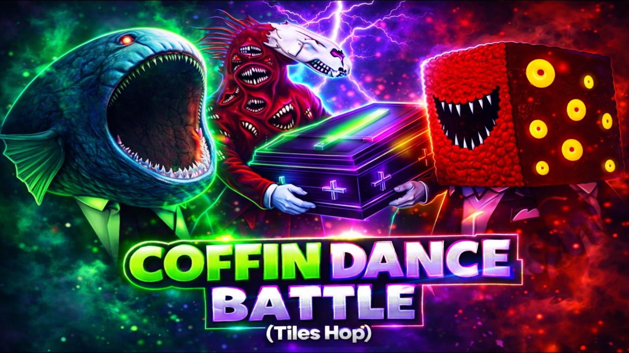 The Bloop vs Infected Sky & Train Eater | Coffin Dance Tiles Hop Battle