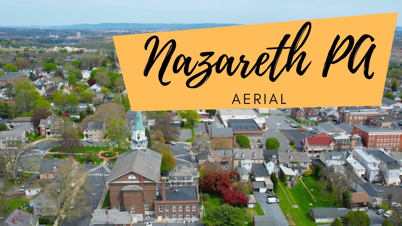 Aerial of Nazareth PA | small town USA