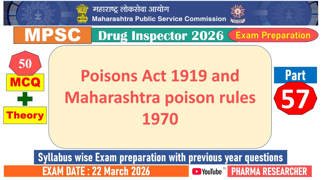 Poison Act MCQs II MPSC DI2026 Exam Preparation #mpsc #druginspector