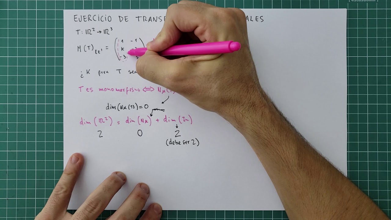 Transformaciones lineales: monomorfismo, epimorfismo - Ejercicio resuelto - PASO A PASO