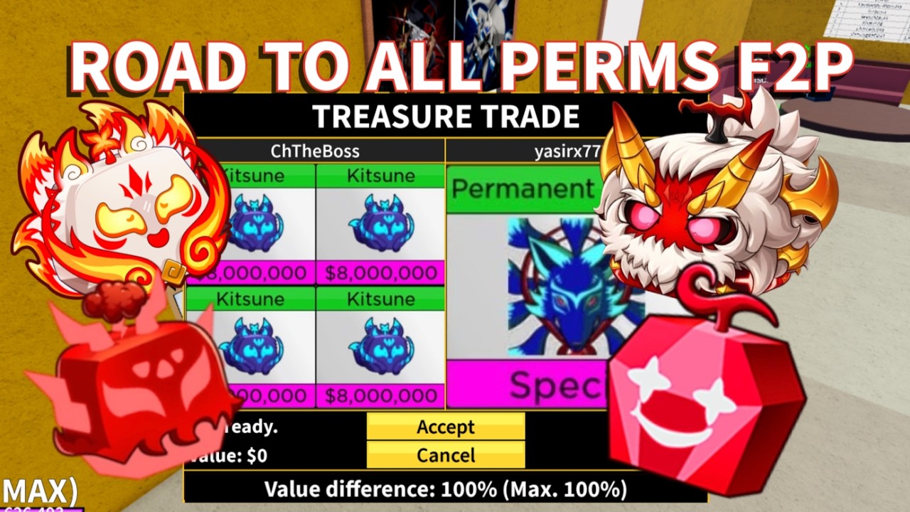 I got PERM KITSUNE AND PERM WEREWOLF and Made 8B PROFITS (F2P Trading Challenge) | Blox Fruits Ep  6