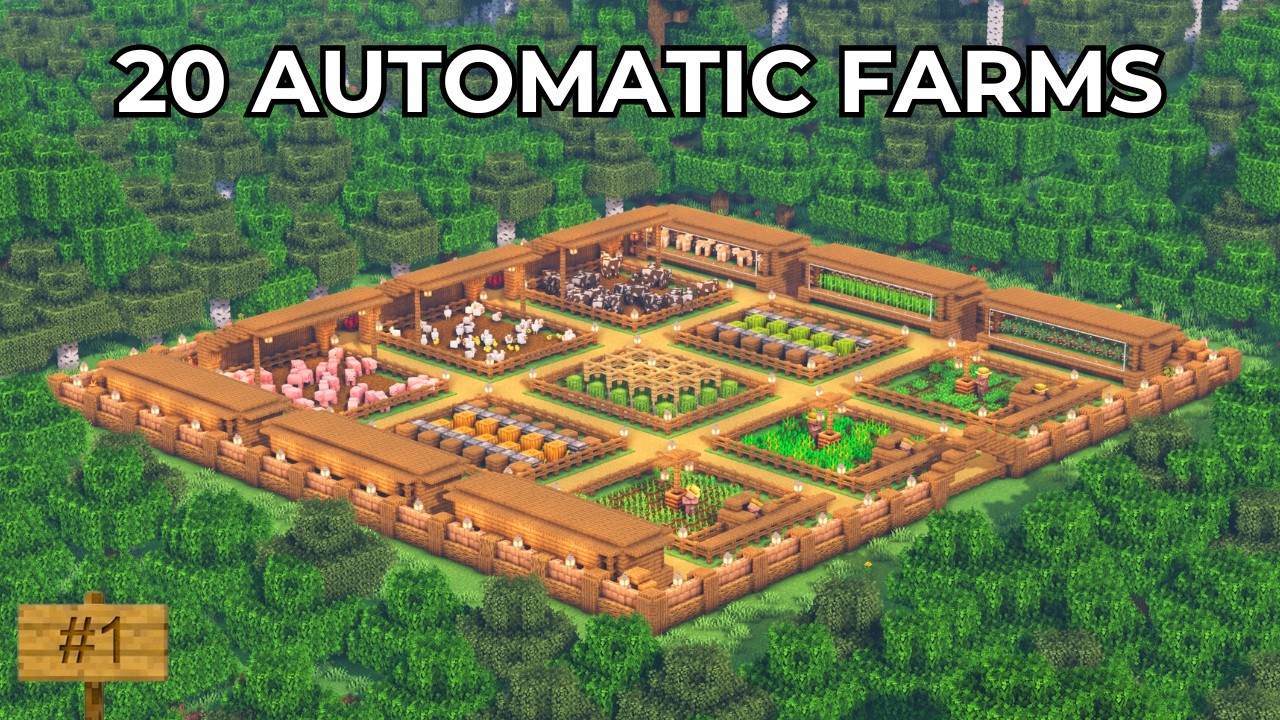 Minecraft: 20 Automatic Farms for Survival (Java & Bedrock) | Farmland Part 1