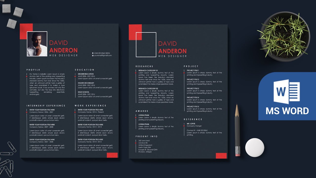 How to Make Two Page Resume Design in MS Word  I   DOWNLOAD FREE ⬇ (2021)