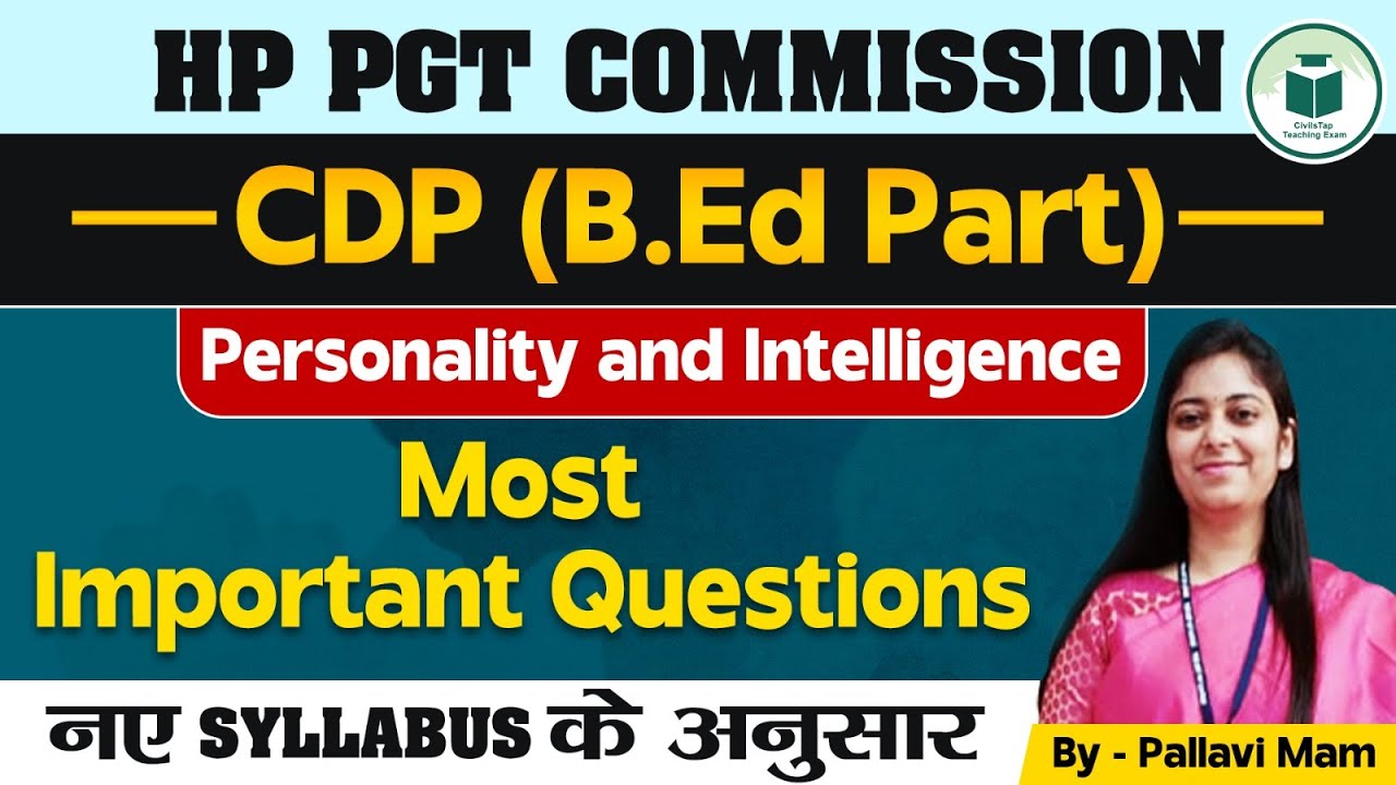 HP PGT Commission |CDP B.Ed. Part| Most Important Questions| Personality and Intelligence |CivilsTap
