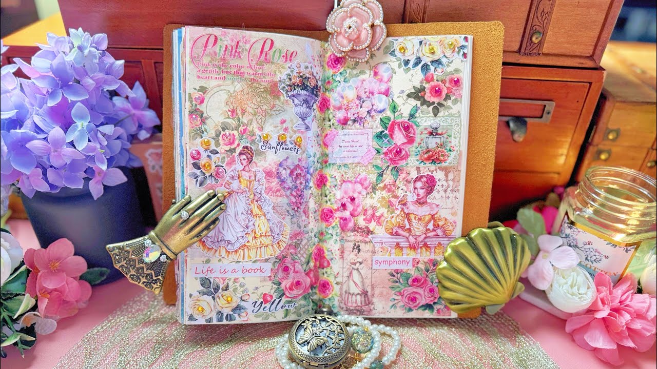 ASMR: Vintage Pink Roses 🌹 & Soft Ballet Whispers 🎶#newjournal #asmr #journaling  #pinkrose
