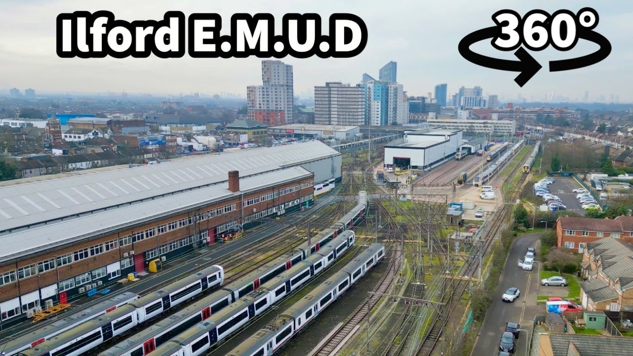 360° AERIAL VIEWS of Ilford Rail Depot in East London - Ilford EMUD