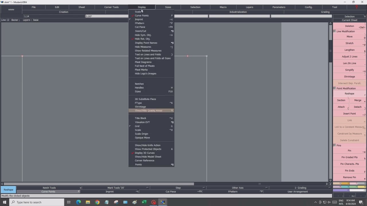 How to design the basic patterns of the shirt using Modaris - Lectra CAD
