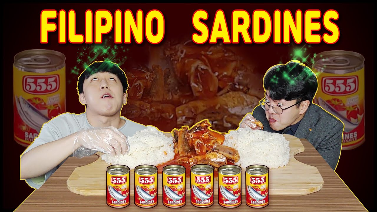 Sardines in Can | Korean Boys Try Filipino Food (Mukbang/ASMR)