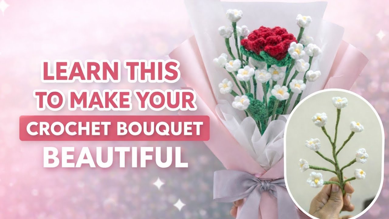 Easy Small White Flowers for Crochet Bouquet |  Crochet Baby’s Breath Flower Tutorial  for Beginners