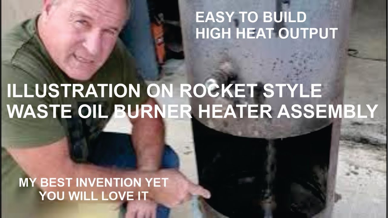 ROCKET STYLE WASTE OIL BURNER HEATER BUILD ILLUSTRATION
