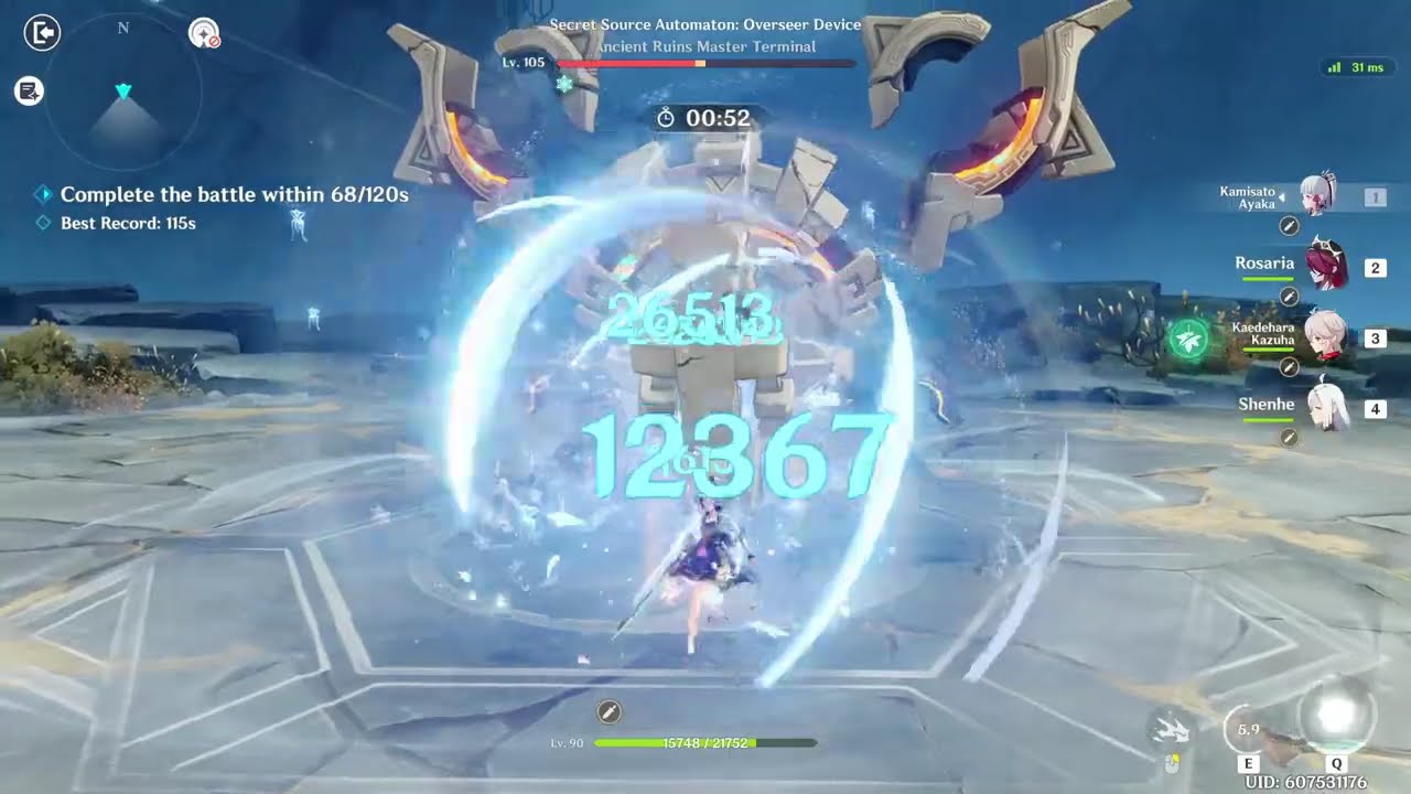 C0 Ayaka, Shenhe, Kazuha, Rosaria Fearless Stygian Onslaught clear, no escoffier/furina/skirk