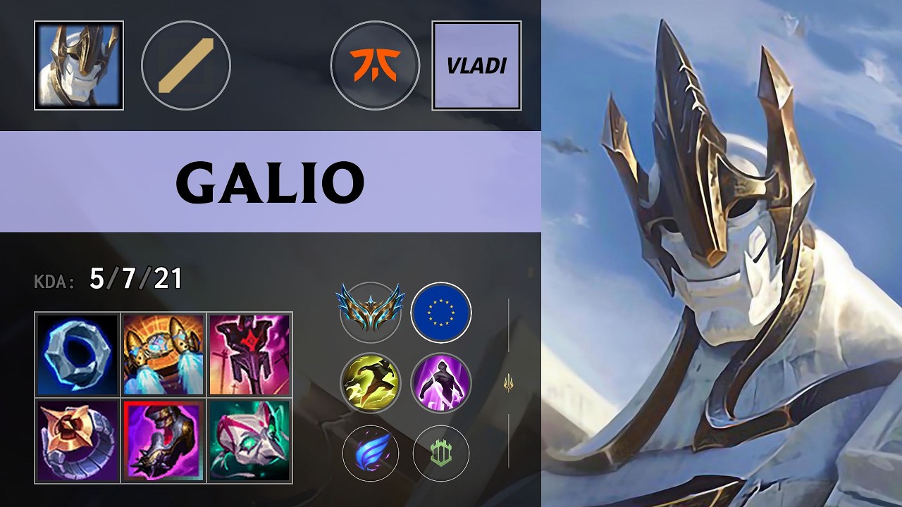 (FNC Vladi) Galio Mid vs Lucian (F0X Improver) - EUW Challenger Patch 26.13