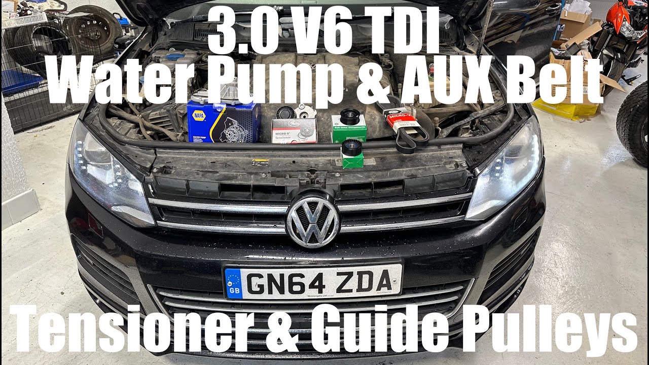 VW Touareg/Q7/Cayenne 3.0 V6 TDI CRCA Water Pump Auxiliary Belt Tensioner & Idlers How To DIY