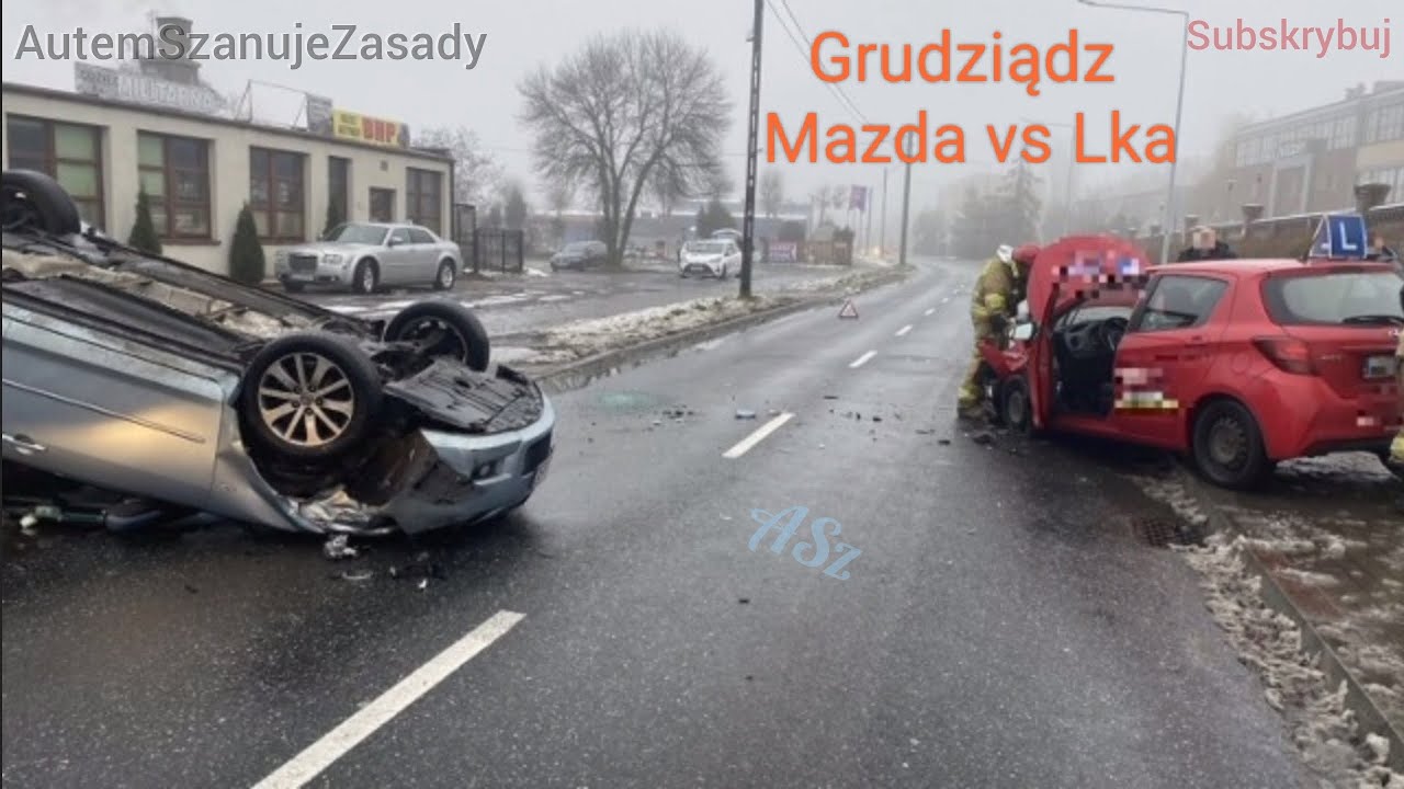 dwa nagrania z jednej kolizji - Mazda vs Lka