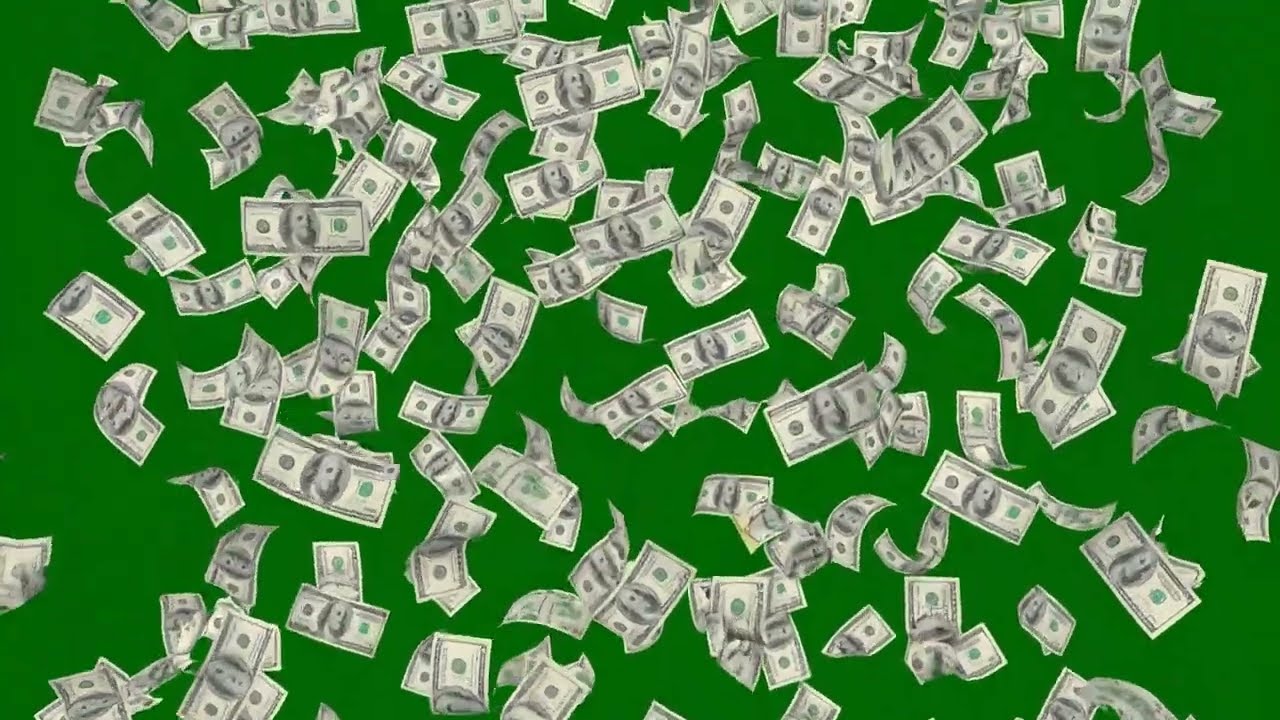 Money failling Green Screen | Money Rain Green Screen Overlay