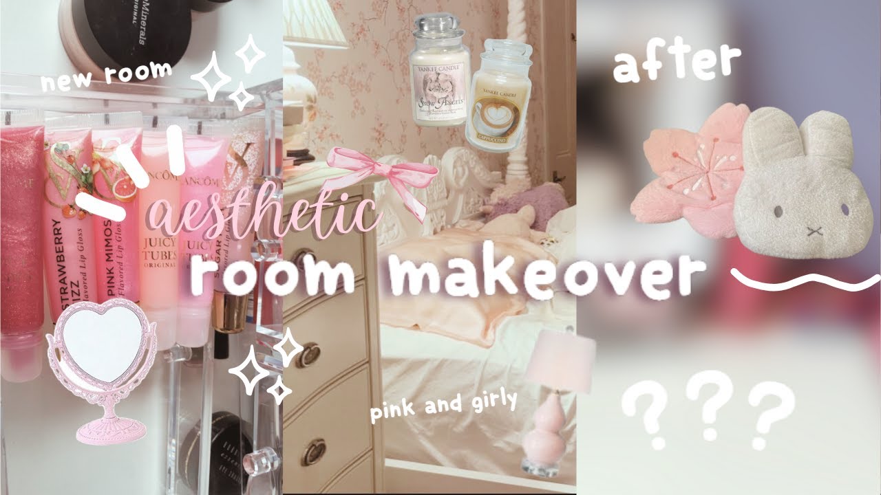 AESTHETIC ROOM MAKEOVER! 🎀💖 girly style, move w/me, decorating (pinterest inspired)